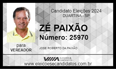 Candidato ZÉ PAIXÃO  2024 - DUARTINA - Eleições