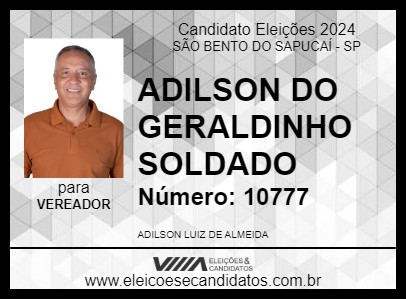 Candidato ADILSON DO GERALDINHO SOLDADO 2024 - SÃO BENTO DO SAPUCAÍ - Eleições