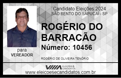 Candidato ROGÉRIO DO BARRACÃO 2024 - SÃO BENTO DO SAPUCAÍ - Eleições