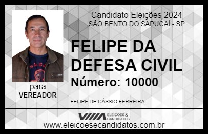 Candidato FELIPE DO QUILOMBO 2024 - SÃO BENTO DO SAPUCAÍ - Eleições