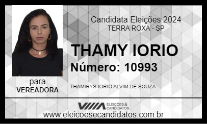 Candidato THAMY IORIO 2024 - TERRA ROXA - Eleições