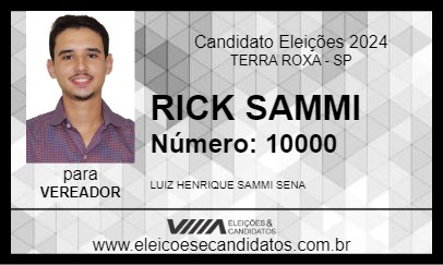 Candidato RICK SAMMI 2024 - TERRA ROXA - Eleições