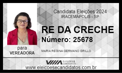 Candidato MARIA REGINA 2024 - IRACEMÁPOLIS - Eleições