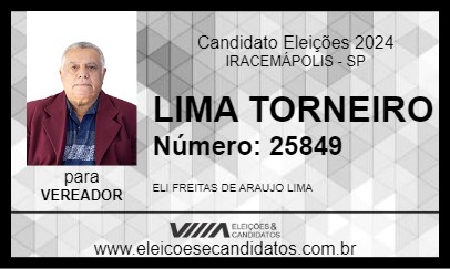 Candidato LIMA TORNEIRO 2024 - IRACEMÁPOLIS - Eleições