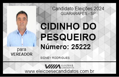 Candidato CIDINHO DO PESQUEIRO 2024 - GUARARAPES - Eleições