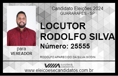 Candidato LOCUTOR RODOLFO SILVA 2024 - GUARARAPES - Eleições