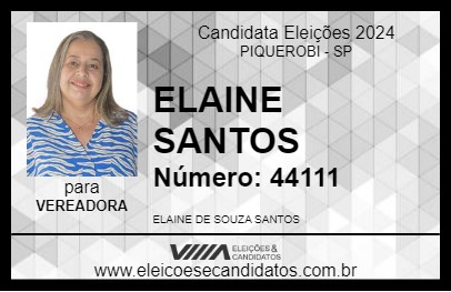 Candidato ELAINE SANTOS 2024 - PIQUEROBI - Eleições