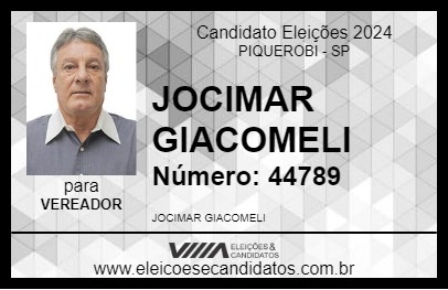 Candidato JOCIMAR GIACOMELI 2024 - PIQUEROBI - Eleições