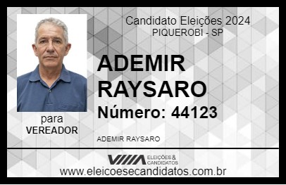 Candidato ADEMIR RAYSARO 2024 - PIQUEROBI - Eleições