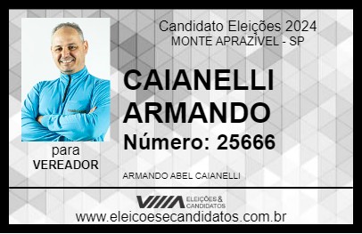 Candidato CAIANELLI ARMANDO 2024 - MONTE APRAZÍVEL - Eleições