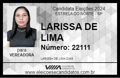 Candidato LARISSA DE LIMA 2024 - ESTRELA DO NORTE - Eleições