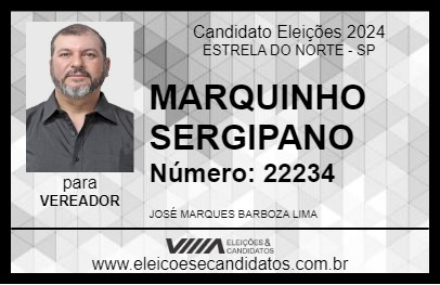 Candidato MARQUINHO SERGIPANO 2024 - ESTRELA DO NORTE - Eleições