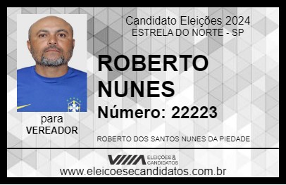 Candidato ROBERTO NUNES 2024 - ESTRELA DO NORTE - Eleições