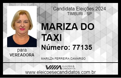 Candidato MARIZA DO TAXI 2024 - TIMBURI - Eleições