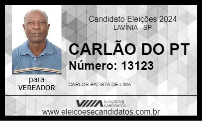 Candidato CARLÃO DO PT 2024 - LAVÍNIA - Eleições