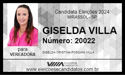 Candidato GISELDA VILLA 2024 - MIRASSOL - Eleições