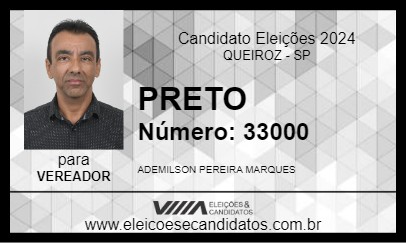 Candidato PRETO 2024 - QUEIROZ - Eleições