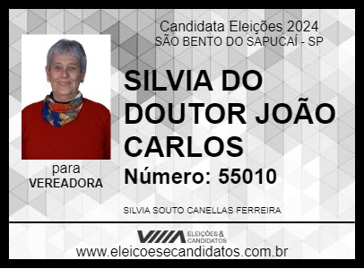 Candidato SILVIA DO DOUTOR JOÃO CARLOS 2024 - SÃO BENTO DO SAPUCAÍ - Eleições