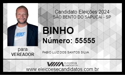 Candidato BINHO 2024 - SÃO BENTO DO SAPUCAÍ - Eleições