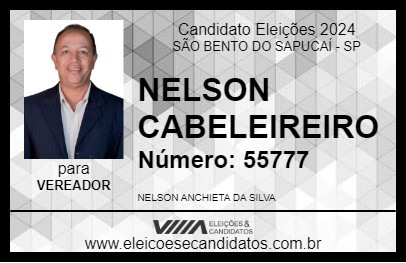 Candidato NELSON CABELEIREIRO 2024 - SÃO BENTO DO SAPUCAÍ - Eleições