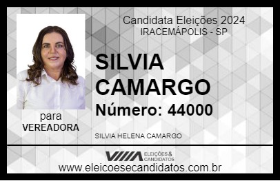 Candidato SILVIA CAMARGO 2024 - IRACEMÁPOLIS - Eleições