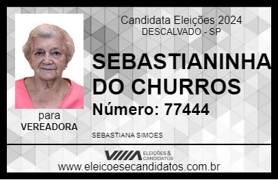 Candidato SEBASTIANINHA DO CHURROS 2024 - DESCALVADO - Eleições