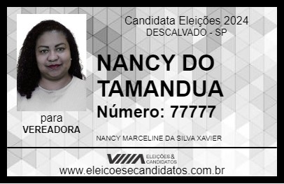 Candidato NANCY DO TAMANDUA 2024 - DESCALVADO - Eleições