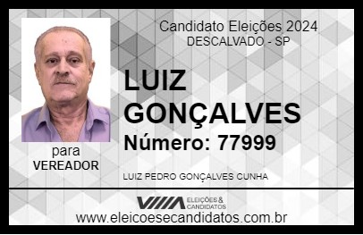 Candidato LUIZ GONÇALVES 2024 - DESCALVADO - Eleições