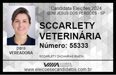 Candidato SCCARLETY VETERINÁRIA 2024 - BOM JESUS DOS PERDÕES - Eleições