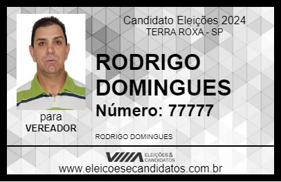 Candidato RODRIGO DOMINGUES 2024 - TERRA ROXA - Eleições