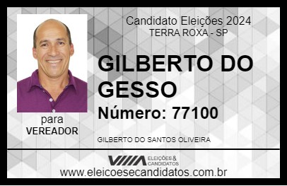 Candidato GILBERTO DO GESSO 2024 - TERRA ROXA - Eleições