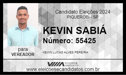 Candidato KEVIN SABIÁ 2024 - PIQUEROBI - Eleições