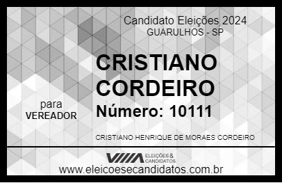 Candidato CRISTIANO CORDEIRO 2024 - GUARULHOS - Eleições