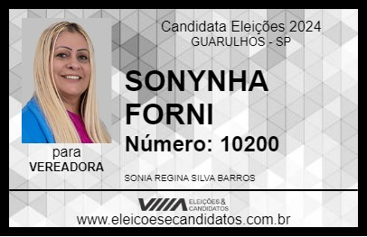 Candidato SONYNHA FORNI 2024 - GUARULHOS - Eleições