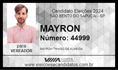 Candidato MAYRON 2024 - SÃO BENTO DO SAPUCAÍ - Eleições