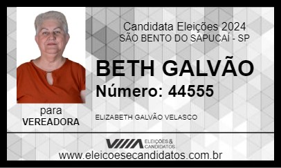 Candidato BETH GALVÃO 2024 - SÃO BENTO DO SAPUCAÍ - Eleições