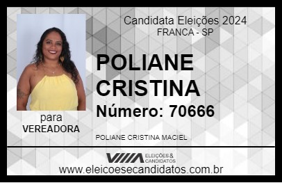 Candidato POLIANE CRISTINA 2024 - FRANCA - Eleições