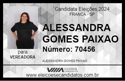 Candidato ALESSANDRA GOMES PAIXAO 2024 - FRANCA - Eleições