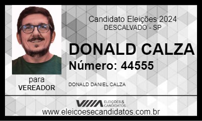 Candidato DONALD CALZA 2024 - DESCALVADO - Eleições