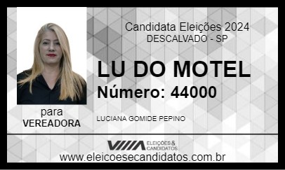 Candidato LU DO MOTEL 2024 - DESCALVADO - Eleições