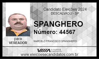 Candidato SPANGHERO 2024 - DESCALVADO - Eleições