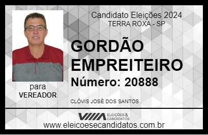 Candidato GORDÃO EMPREITEIRO 2024 - TERRA ROXA - Eleições