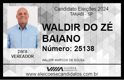 Candidato WALDIR DO ZÉ BAIANO 2024 - TANABI - Eleições