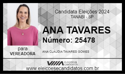 Candidato ANA TAVARES 2024 - TANABI - Eleições