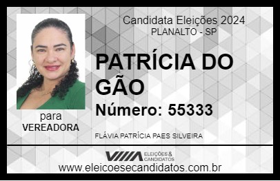 Candidato PATRÍCIA DO GÃO 2024 - PLANALTO - Eleições