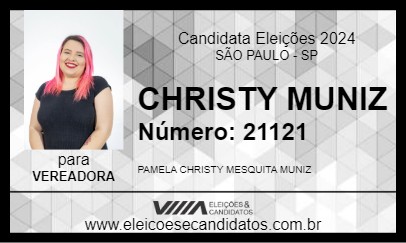 Candidato CHRISTY MUNIZ 2024 - SÃO PAULO - Eleições