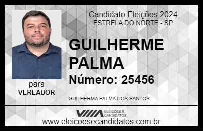 Candidato GUILHERME PALMA 2024 - ESTRELA DO NORTE - Eleições