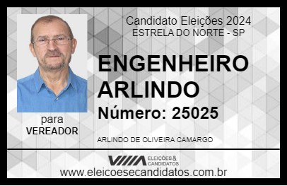 Candidato ENGENHEIRO ARLINDO 2024 - ESTRELA DO NORTE - Eleições