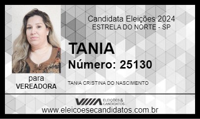 Candidato TANIA 2024 - ESTRELA DO NORTE - Eleições