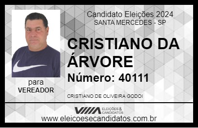 Candidato CRISTIANO DA ÁRVORE 2024 - SANTA MERCEDES - Eleições